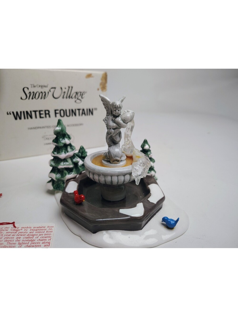 Dept 56 Original Snow Village Winter Fountain Cherub Accessory 5409-7 Boxed VTG